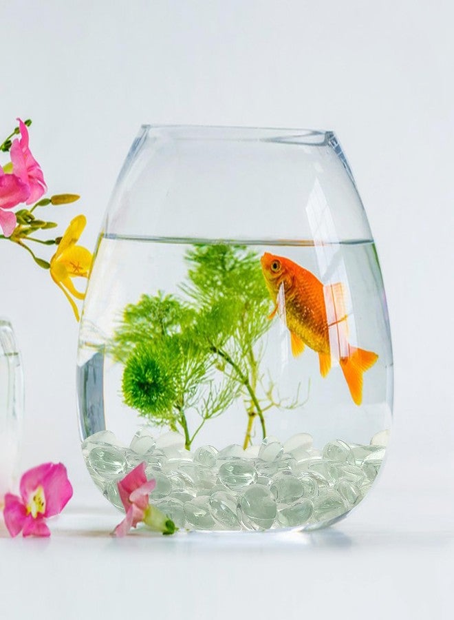 FANTIAN خرز زجاجي شفاف من فانتيان، وزن 1 رطل، 100 قطعة من الحصى الزجاجي، كرات زجاجية مسطحة شفافة لملء المزهريات، وتزيين الزهور والشموع، وصنع قطع مركزية، وتزيين حفلات الزفاف - Image 3